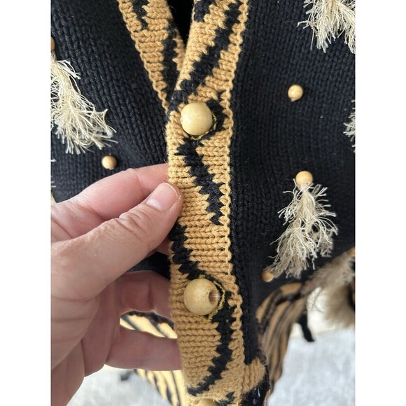 Storybook Kruts Wildlife Expressions Sweater Women’s 1X Black Brown Fringe Jacke - Picture 4 of 10